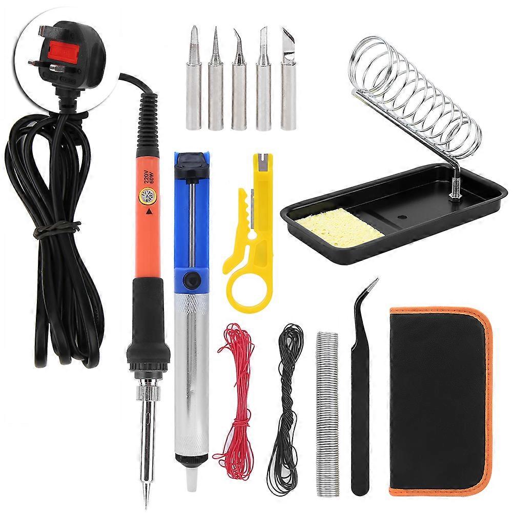 15Pcs 60W Electric Soldering Iron Set Orange Temperature Adjustable Welding Tools