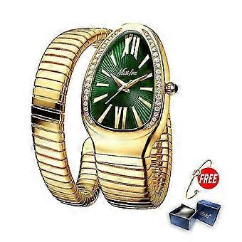 Damenuhren Schlangenform Luxus Armbanduhr für Frauen Stahl Einzigartige Gold Quarz Damenuhr Uhr