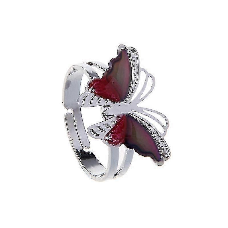 Vintage Color Change Mood Ring Butterfly Temperature Changing Ring Adjustable
