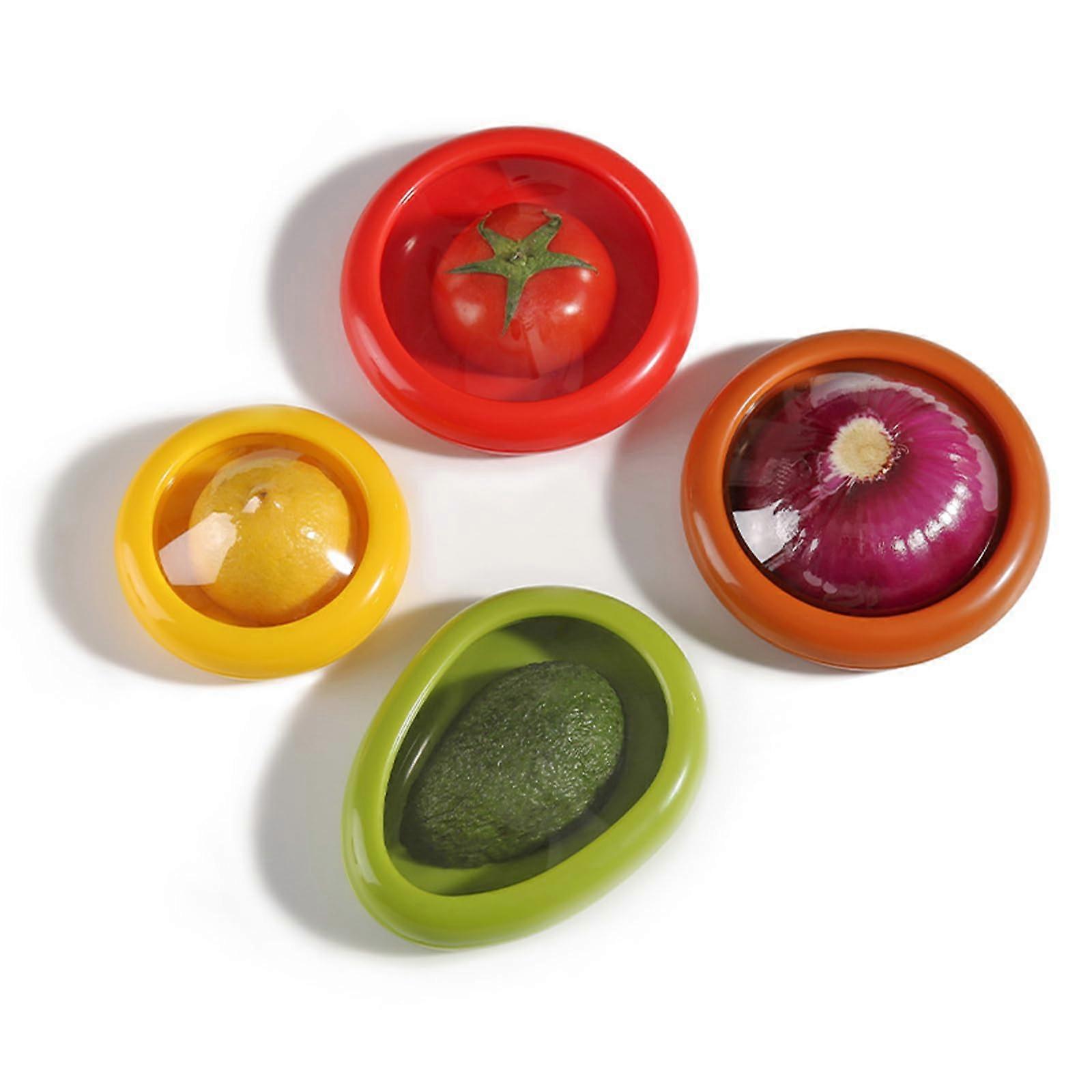 Avocado Saver and Tomato Holder Set of 4 - Reusable Food Storage Containers for Fridge - Ideal for Fruits and Vegetables