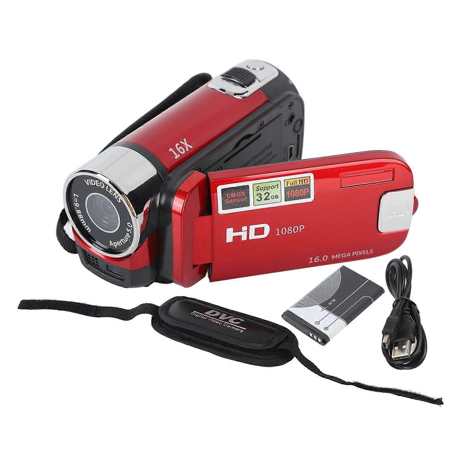 4K 48MP DV Camera, 2.7inch Screen Vlogging Camera, Video Camera with 16x Zoom, Fill Light and USB Webcam Mode, Includes Battery and USB Cable (Red)