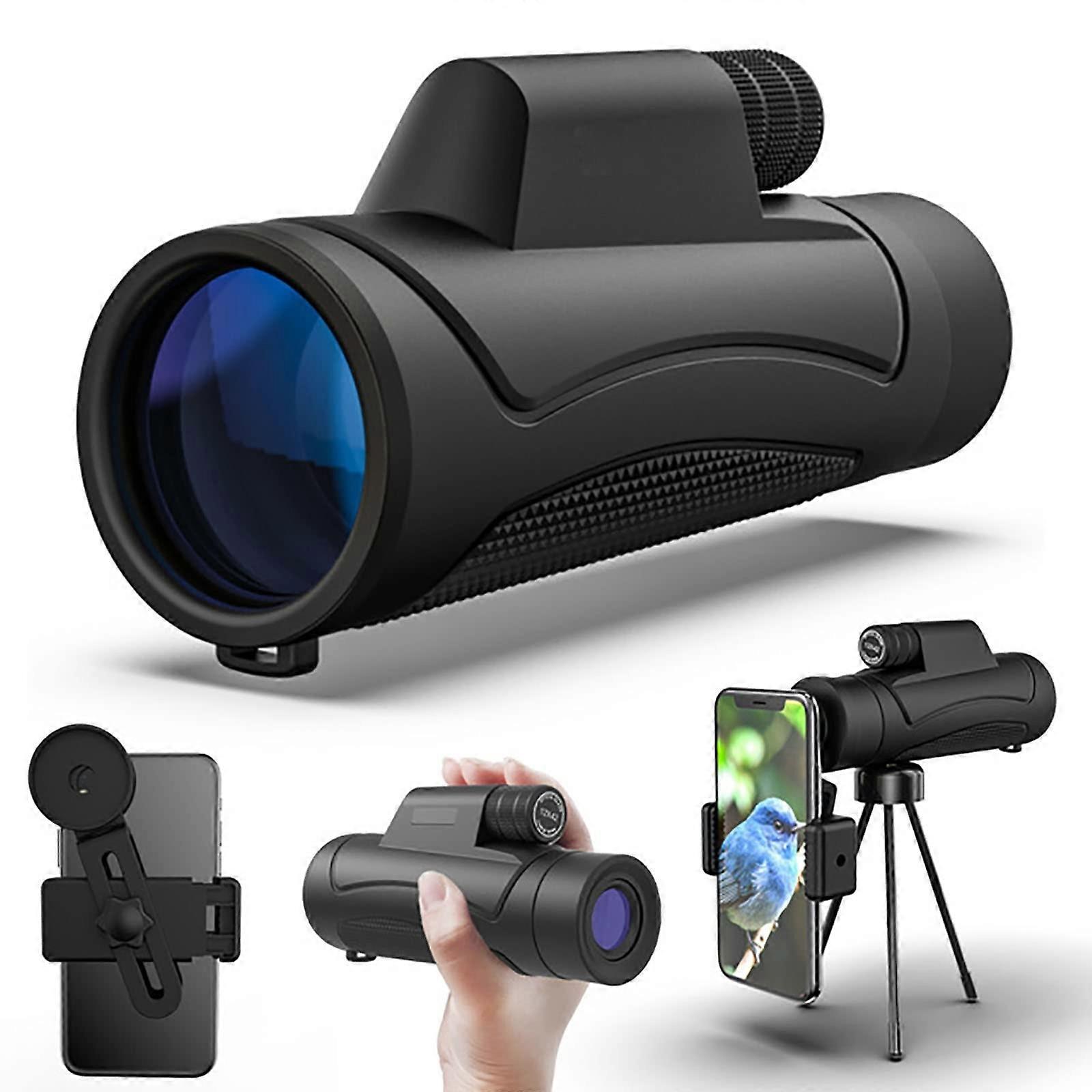 10x42 Monocular Telescope with BAK4 Prism and Smartphone Holder Tripod for Adults and Kids, HD Optics and Lightweight Design