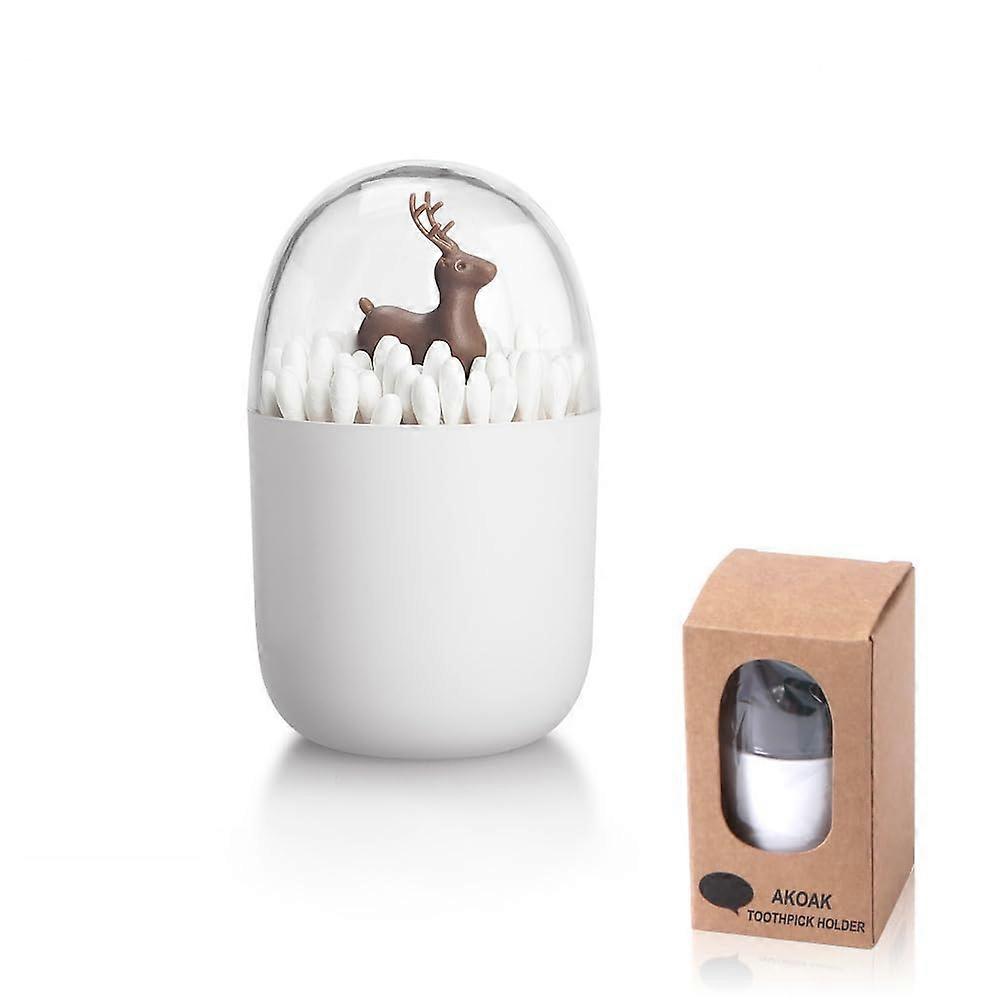 Toothpick Box Empty 1 Pack, Animal Elk Design Cotton Rod Holder, Reusable Swab And Toothpick Storage Case, Four Seasons