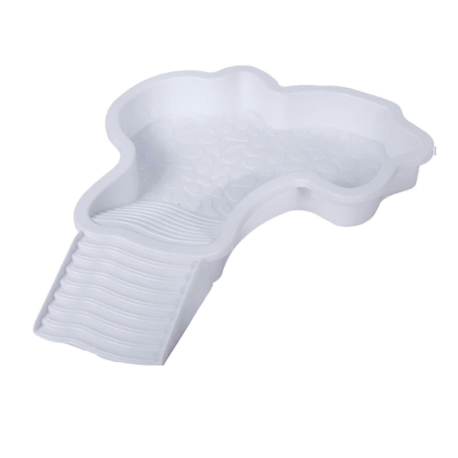 Turtles Habitat Bowl With Ergonomic Steps 4.3cm Depth Scratch Resistant For Indoor and Outdoor Use White