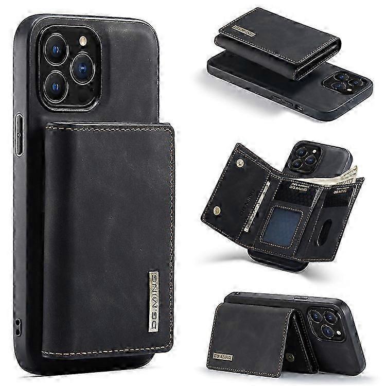 Dg.ming M1 Series Compatible For Iphone 16 Pro Max Case Kickstand Pu Phone Cover With Detachable Wallet