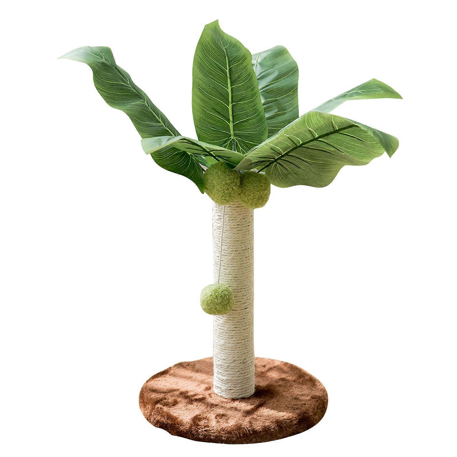 Poste para arranhar 12,6 polegadas de altura 9,8 polegadas Base Bolas penduradas Folhas verdes Sisal Hemp Cat Scratcher para casa Quarto Interior Cor de café