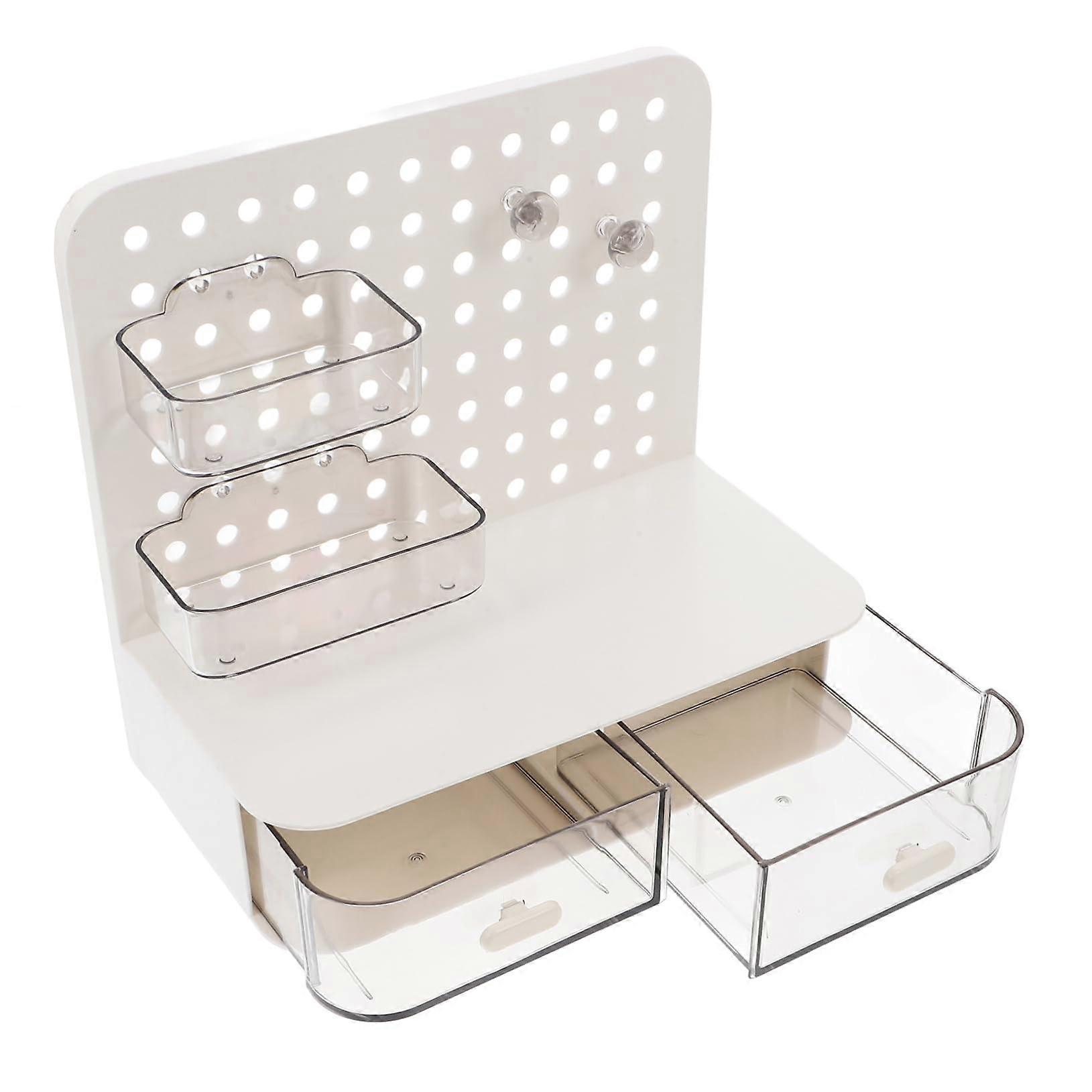 Versatile Pegboard Storage Box Wall-Mounted Office Organizer with Adjustable Hooks, Durable Material, and Compact Design