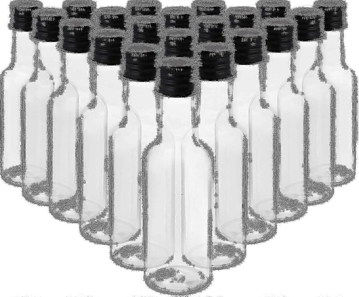 Mini Liquor Bottles (24 Pack) - Reusable Plastic 50ml Empty Spirit Bottles With Black Screw Caps And Liquid Funnel SZRH A-B