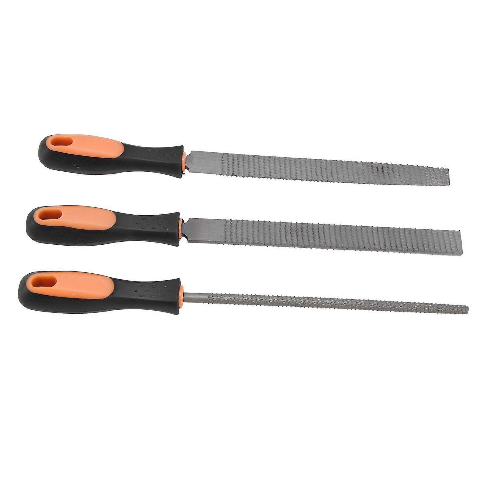 3Pcs Wood File Rasp Coarse Tooth Half Round Flat Hand Tool Set Kit for Woodworking