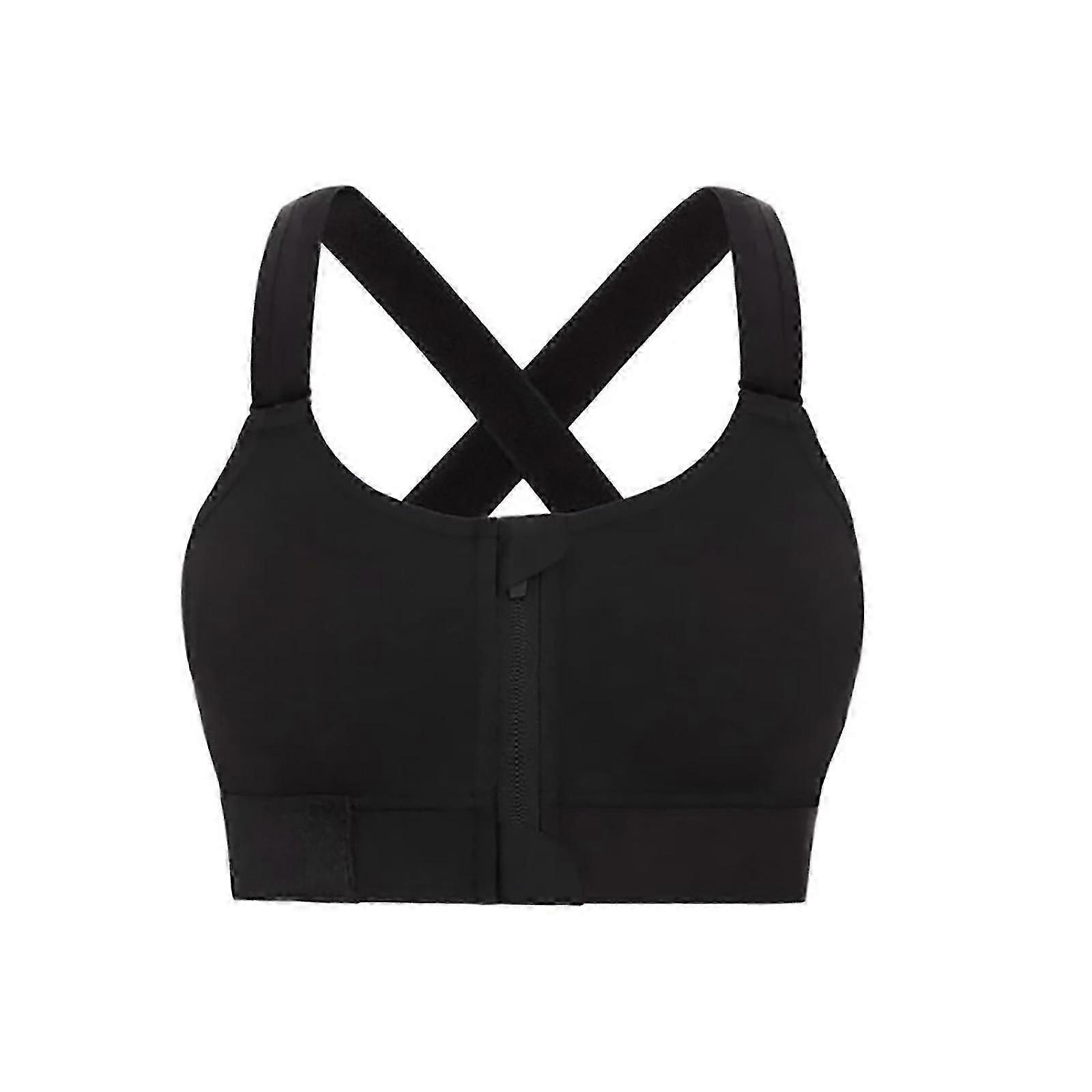 Extreme High Support Sports Bra Workout Tops Strong Support Sports Bra Locking Zipper Design Elastic Full Coverage Bra