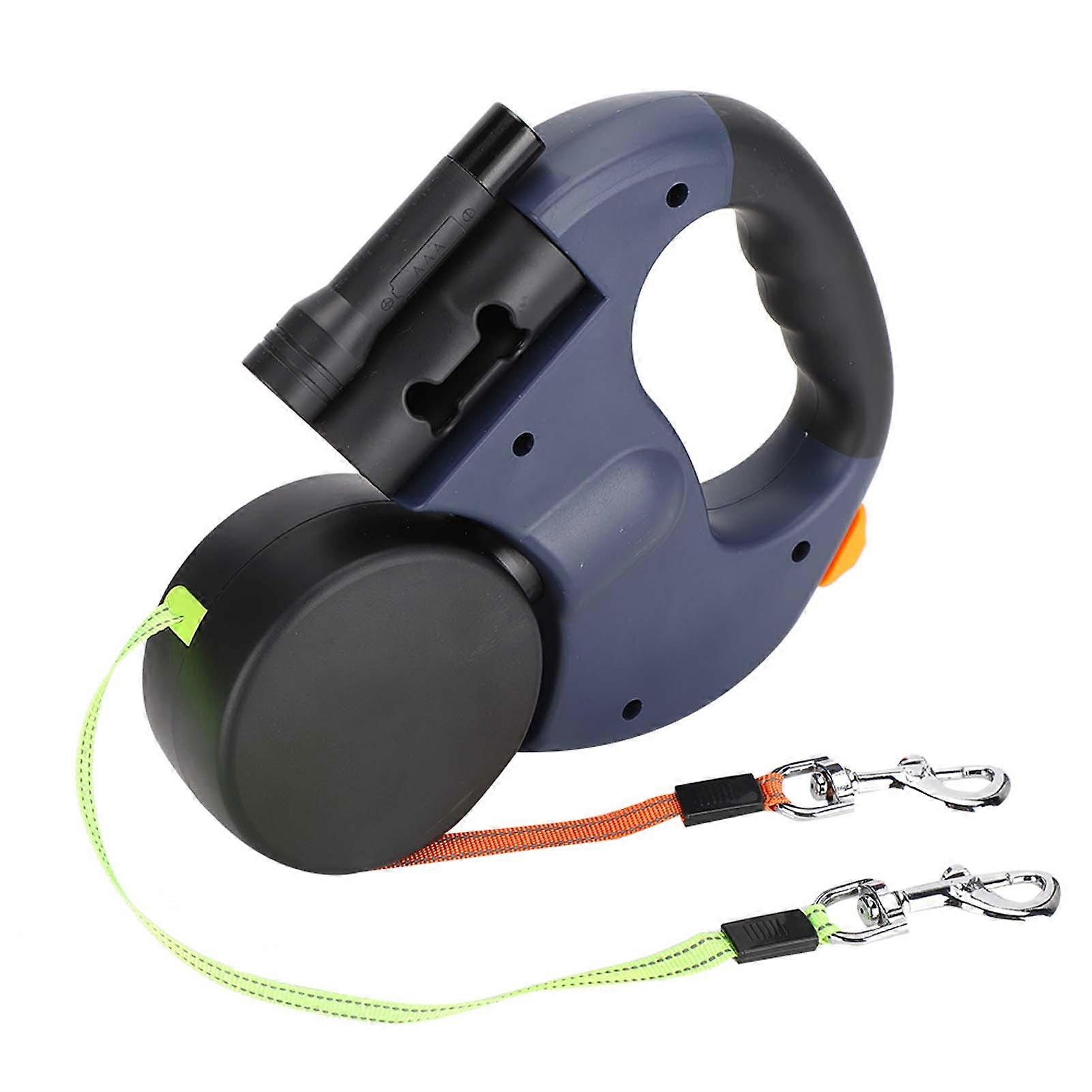 Pet Walking Lead Automatic Extendable Flexible Dog Cat Traction Rope Dual Headed Hand Holding with LED Light