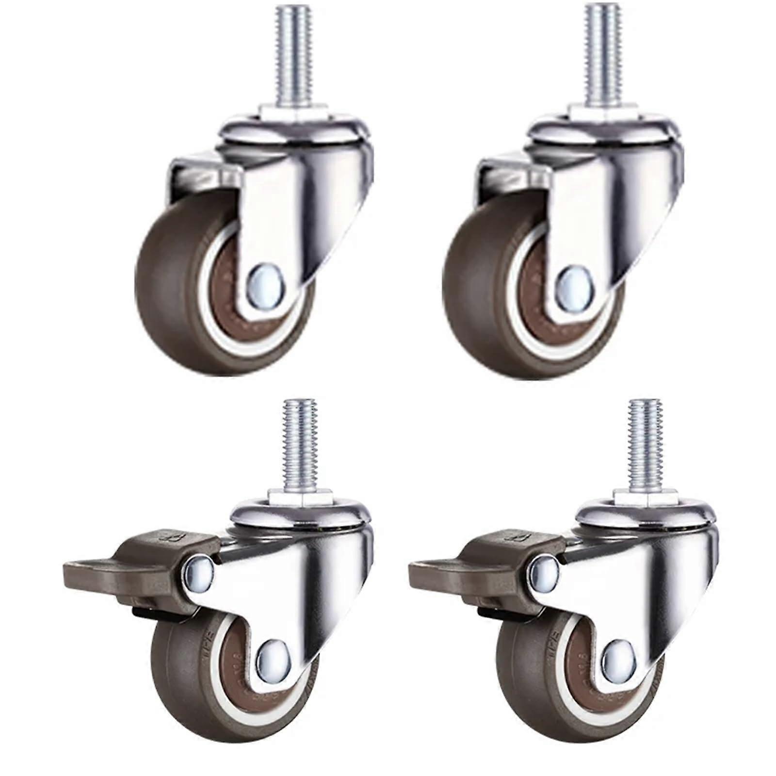 Stem Threaded Casters Office Chairs Wheels for Heavy Furniture Rotary Castor Wheel 4Pcs(2pc Swivel 2pc Brake,1inch)