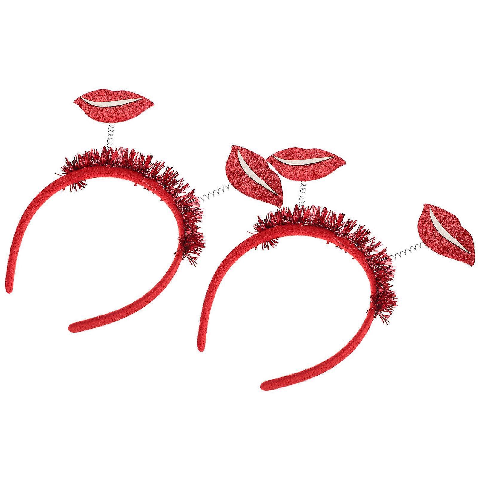 Red Valentine's Day Headband with Synthetic Material for Decoration Lightweight Comfortable 2Pcs