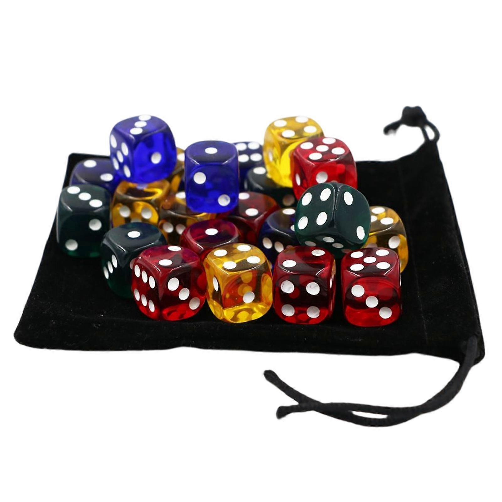 6 Sided Dices with Drawstring Bag Rounded Corner Spot Dices D6 for Role Play