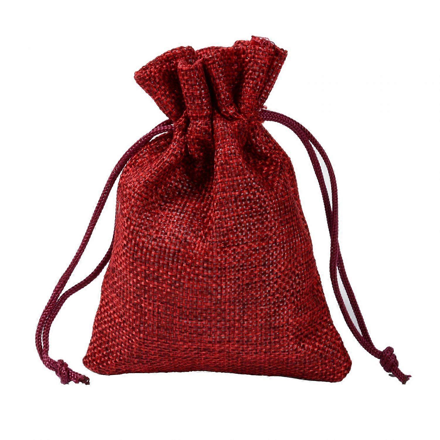 10PCS jute bag burgundy 10*14cm