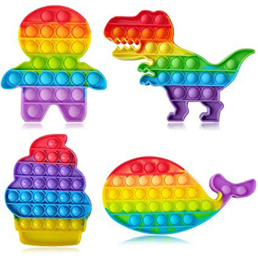 Sensory Push Bubble Stress Relief Toy Rainbow Popper Board Soft Silicone Interactive Novelty Toy for Kid’s for Focus Cal