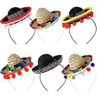 6 Pcs Mini Mexican Hats Sombrero Party Hats Mini Straw Hat For Fiesta Carnival