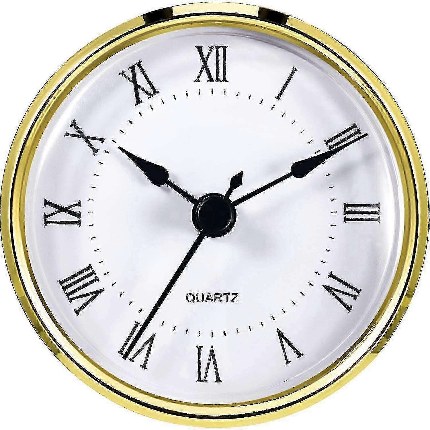 3-1/8 Inch Round Clock Insert with Roman Numerals & Gold Trim for Precise Timekeeping