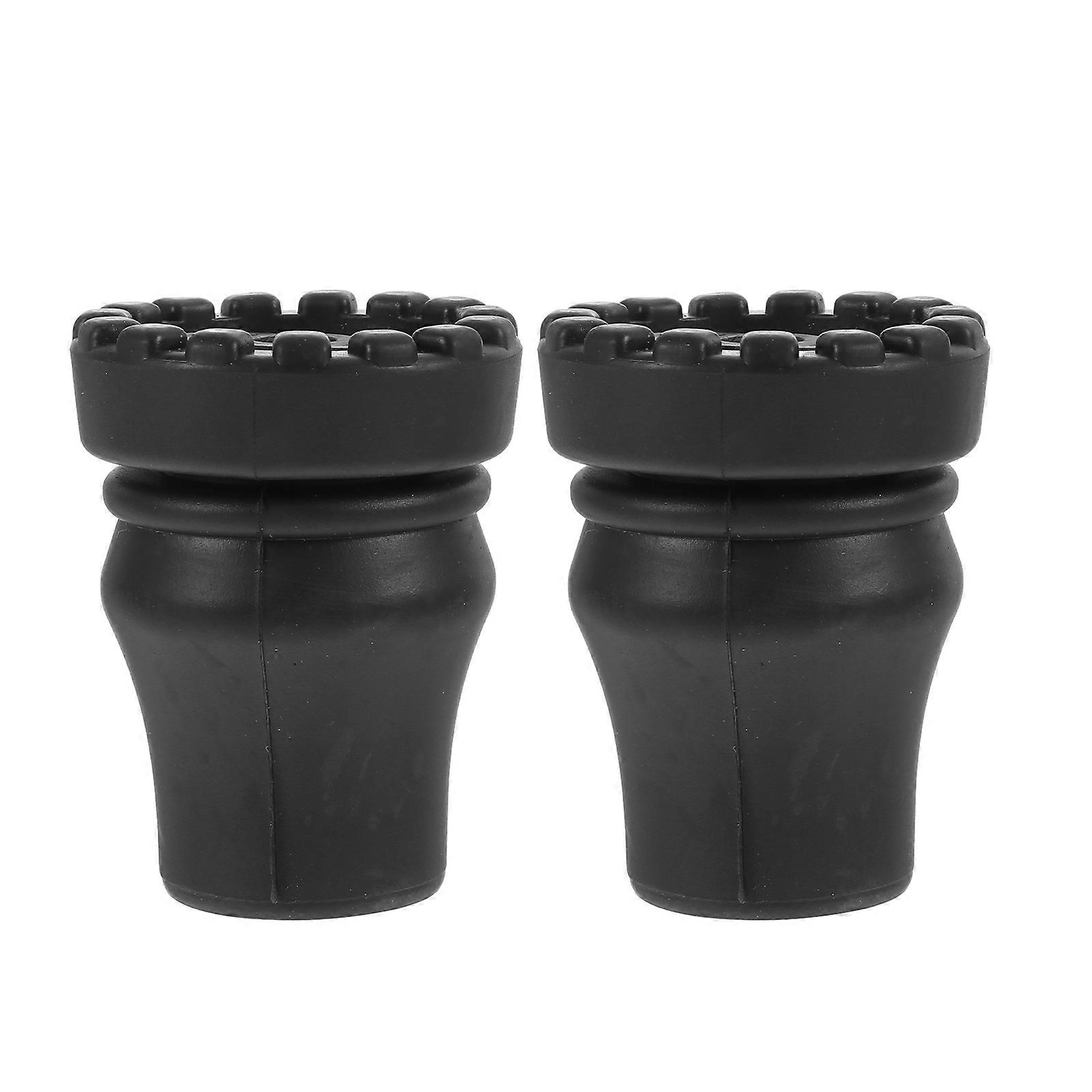 Trekking Pole Foot Cover with Antislip Rubber Pad for Protective Use Black Portable and Durable 2Pcs