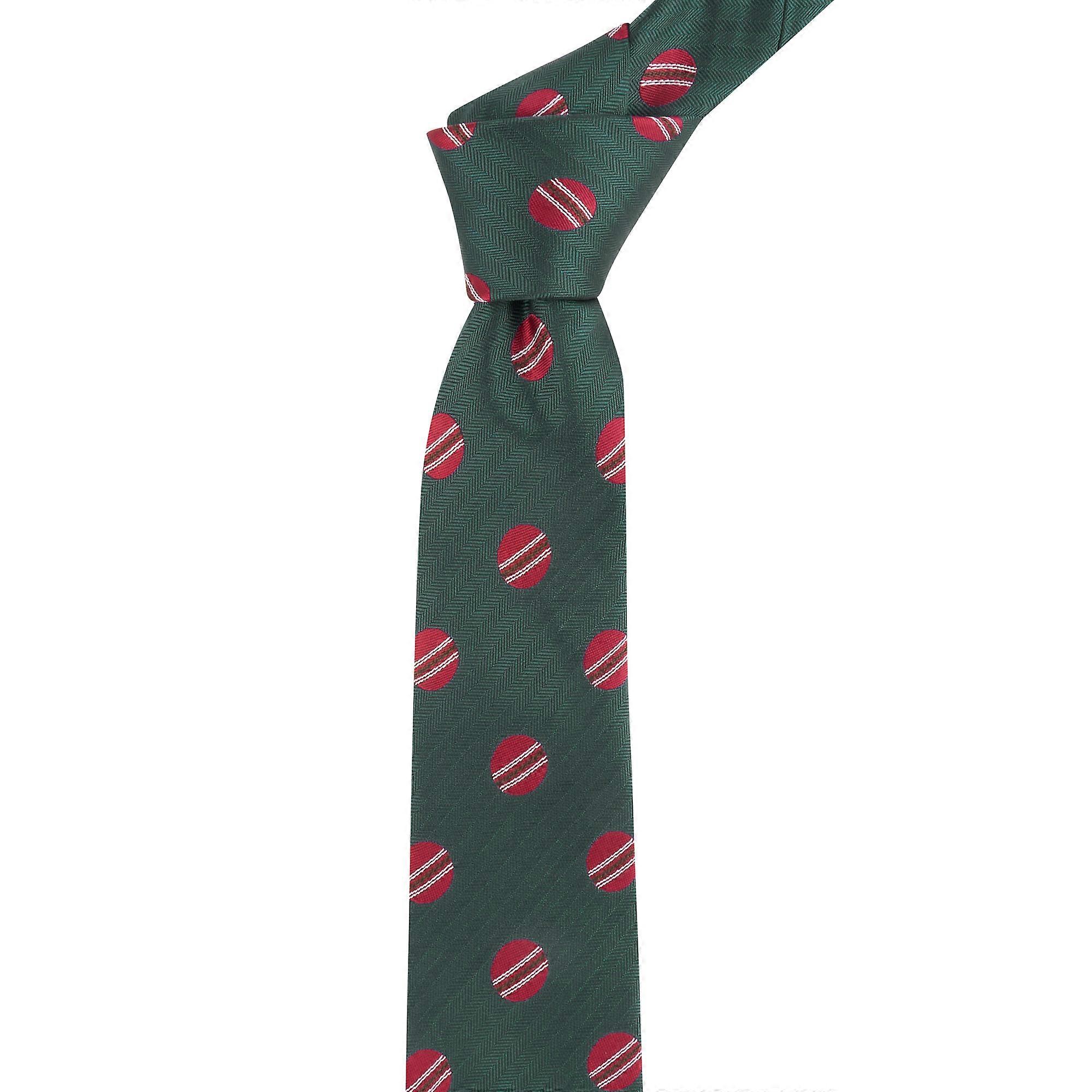 Dark Green Cricket Ball Herringbone Tie