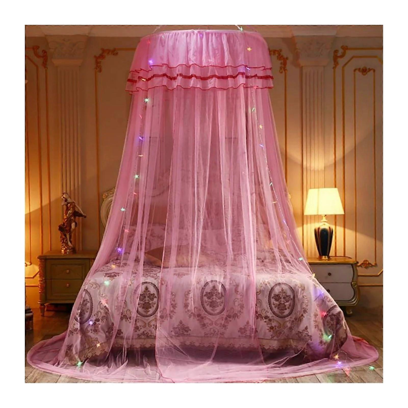 Baldachin Kleines KuppelMoskitonetz for Aufhängen am Bett, Moskitonetz for Zuhause, KingsizeBett (Pink)