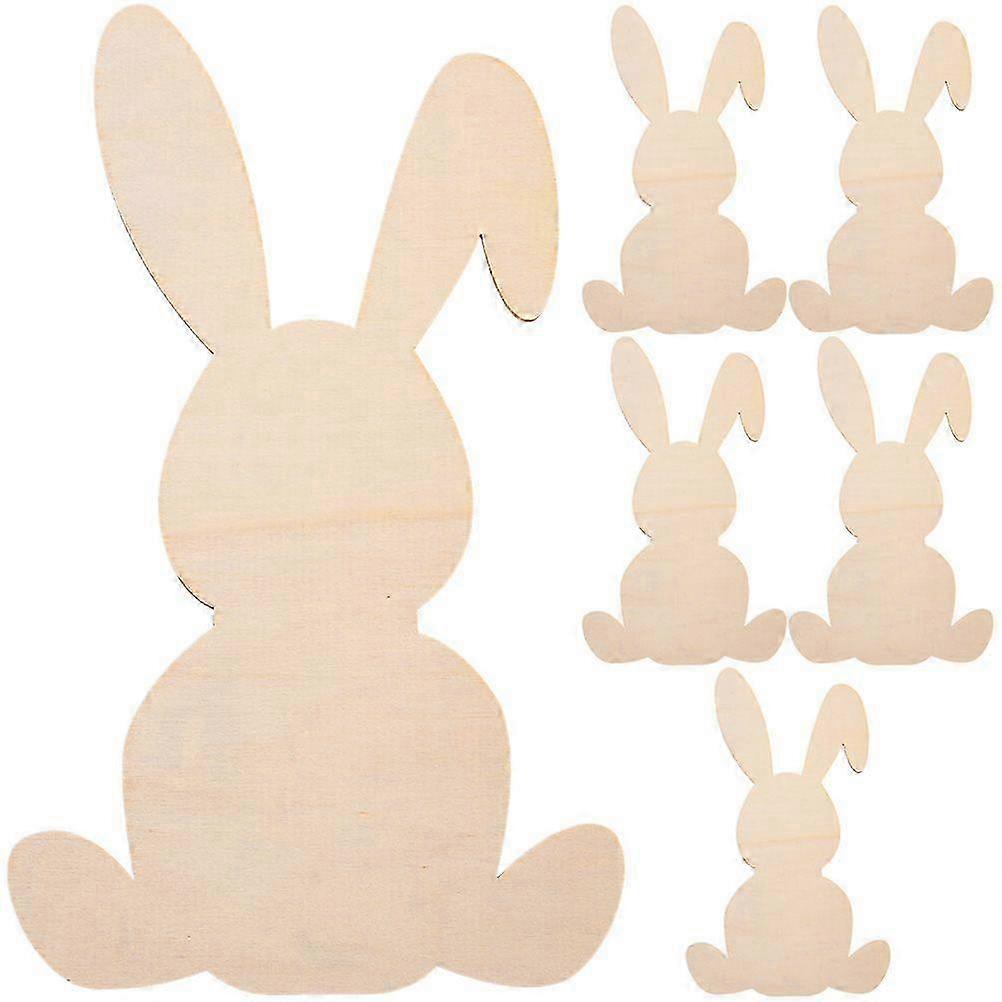 6 قطع قواطع خشبية من أرنب عيد الفصح - شرائح خشبية 22.5 × 13 × 0.2 سم