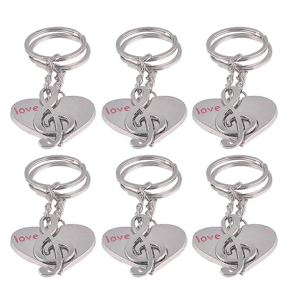 Matching Couples Keychain Heart Shaped Pendant Silver 8 x 3 x 0.2 cm Metal for Car Key Ornament 6 Pairs