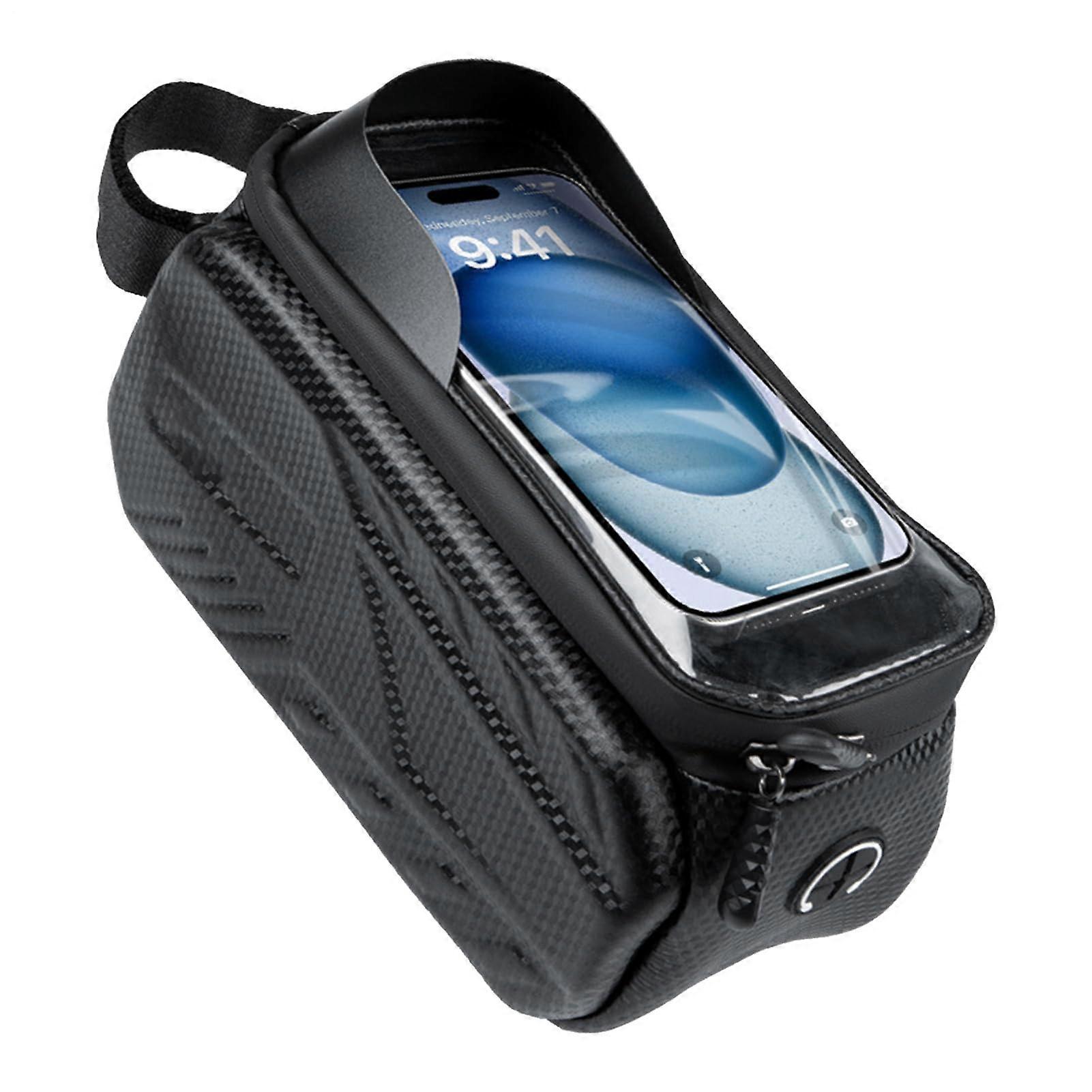 Bicycle phone case, bicycle bag for top tube Phone holder bicycle bag touchscreen Bicycle accessories T hardcase with carbon pattern, sa Ref: 2661