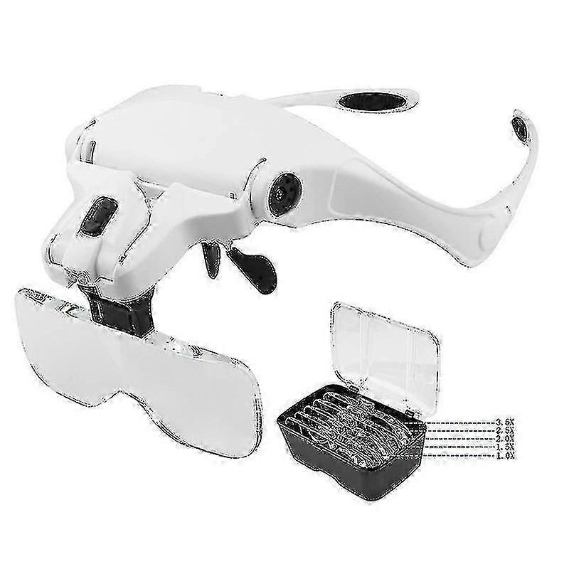 Fancii Compatible Magnifying Glasses with LED Light - 1X - 3.5X Zoom with 5 Removable Lenses - Headband Version