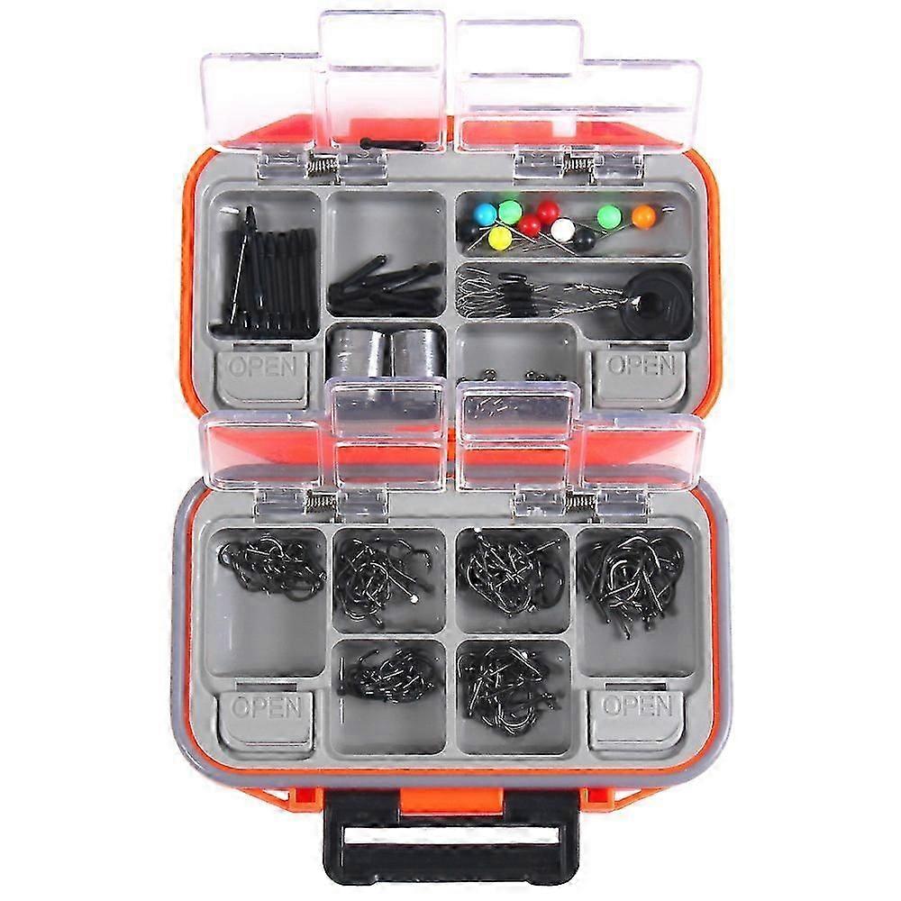 164pcs Fishing Tackle Set Assorted Fishing Hooks Swivels Space Beans Carp Fishing Accessories with Tackle Box