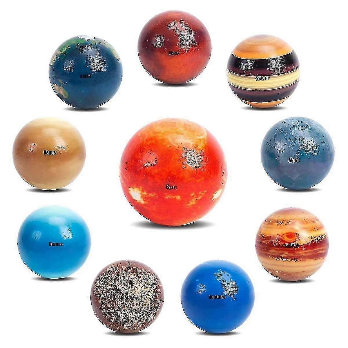 ミニソーラーシステムストレスボール、10個の惑星スクイーズボールスペース早期学習ストレスリリーフフィッジ
