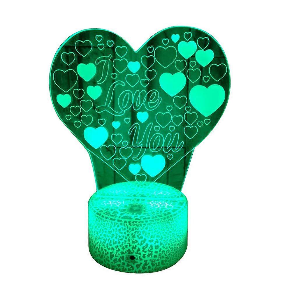 Novelty Lamp 3D Illusion Heart Design 7 Colors Automatic Color Switching 8.7X4.2X0.5CM Multi For Decor 1Pcs
