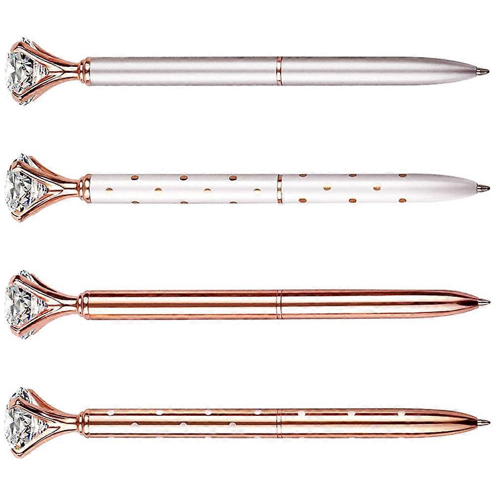 Stylish And Decorative Diamond Design Ballpoint Pens For Students Office Decor 4Pcs