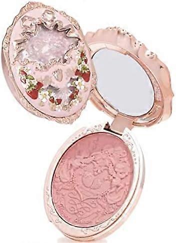 1PC Huazhixiao Strawberry Matte Blush with Mirror, Silky Cheek Color Palette for 3D Look (C03)