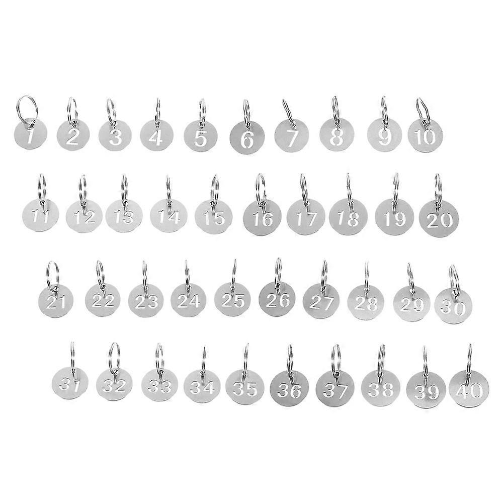40pcs Stainless Steel Numbered Key Tags with Rings for Organization in Schools, Offices, Events, and Storage