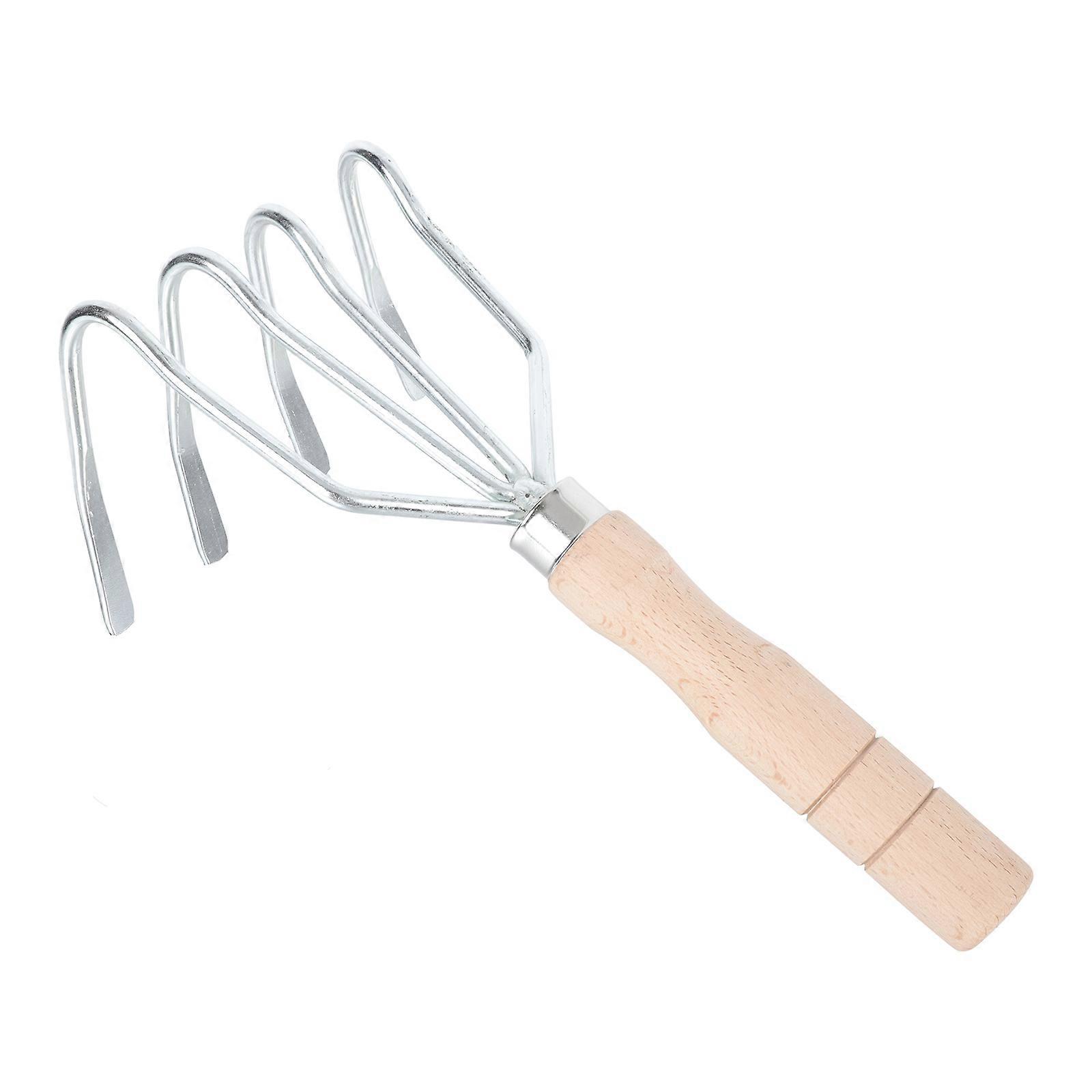 Garden Rake with Strong Steel and Wood Handle for Loosening Soil and Digging 1 Pc Assorted Color