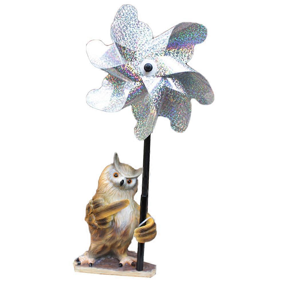 Yard Decor Wind Spinners Owl Pinwheel Decoration Resin Material Unique Appearance Park Scene 1Pack