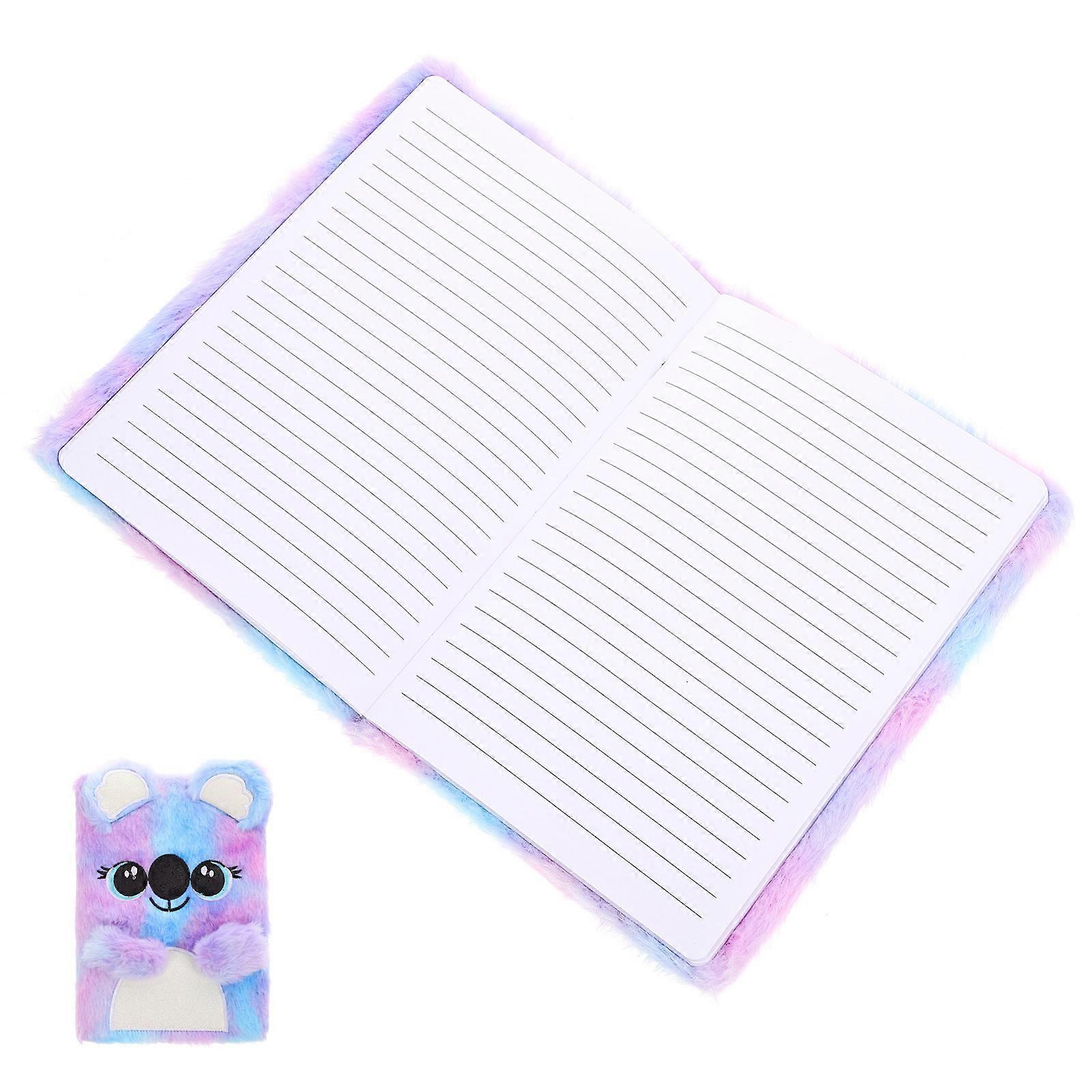 Fluffy Plush Animal Notebook with Decorative Cartoon Cover – Smooth Writing Diary Book for Daily Use, Students, and Planning