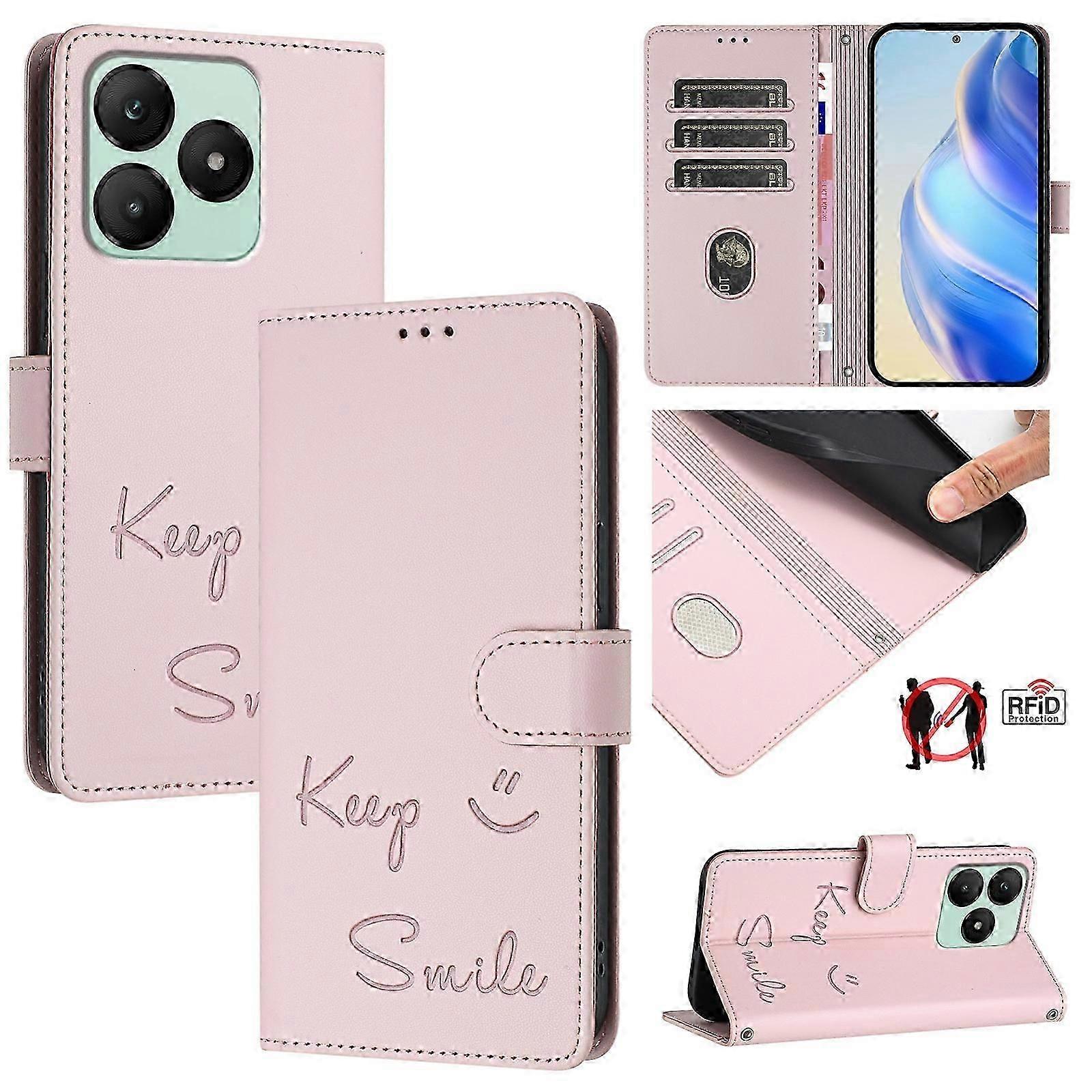 Smile Embossing RFID Leather Phone Case