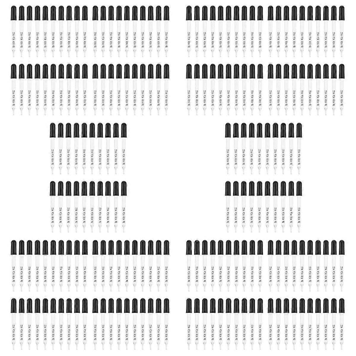 200Pcs 1Ml Glass Liquid Droppers, Eye Dropper Pipettes with Black Suction Bulb, for Makeup Art Liqui