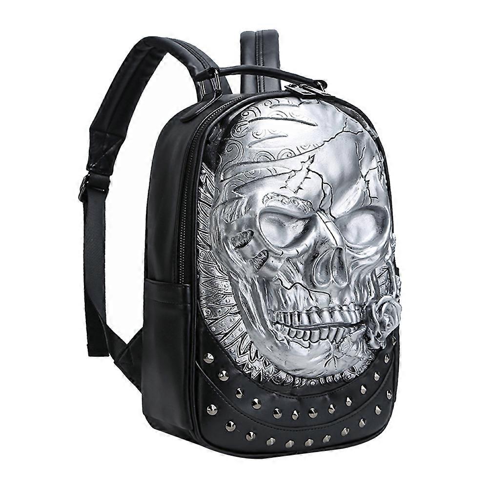 Punk Skull Rivets Backpack for Co-Workers Interviews Stylish Design PU 1Pcs