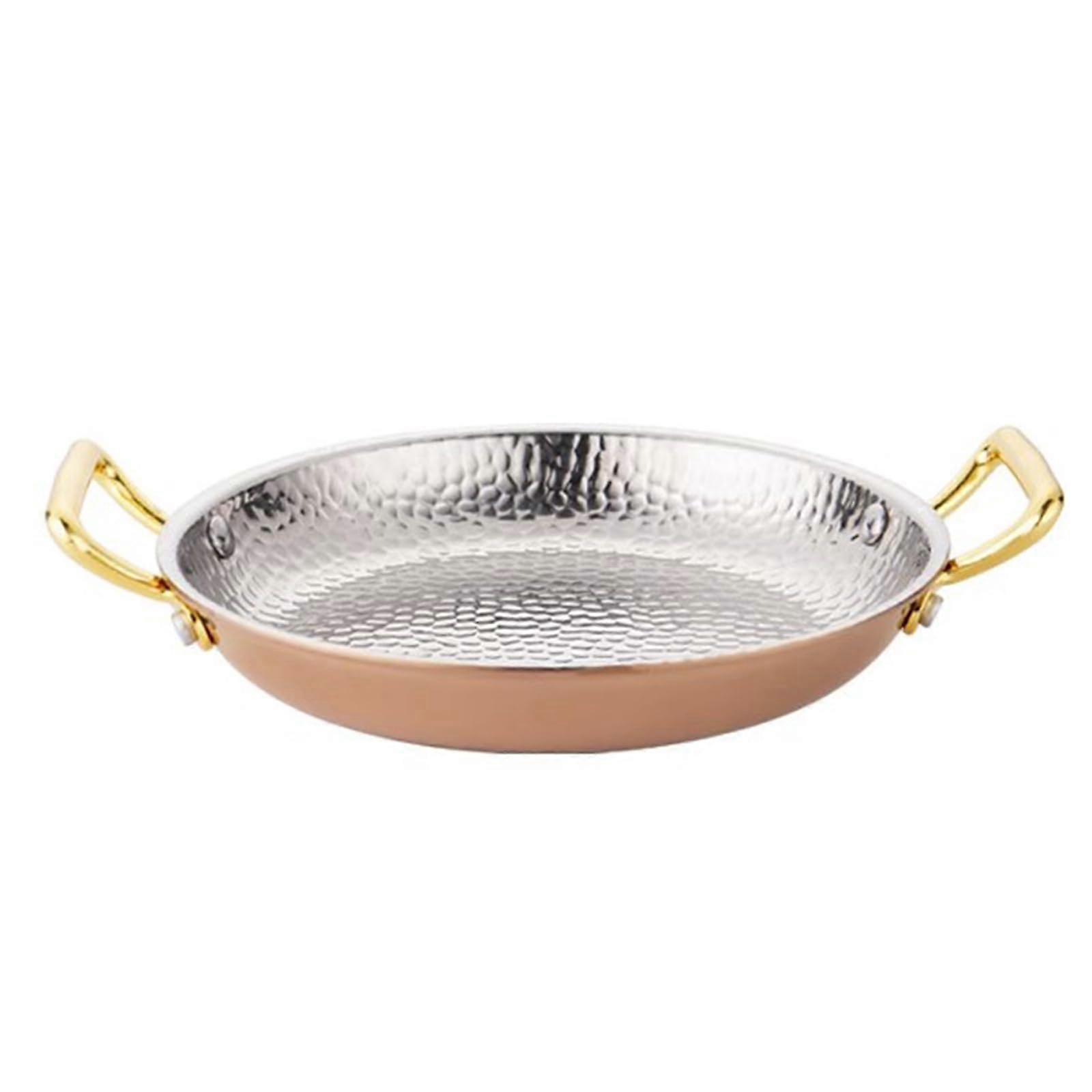 Paella Pan Stainless Steel 304, 4 Sizes Available, Hand-Hammered Non-Stick Spanish Cookware, Double Rivet Handles, Rose Gold 32-Inch