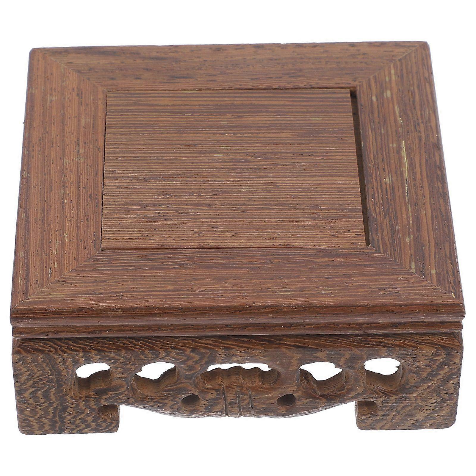 Exquisitely Carving Wooden Storage Rack Household Bonsai Ornament Display Stand Square Displaying Pedestal
