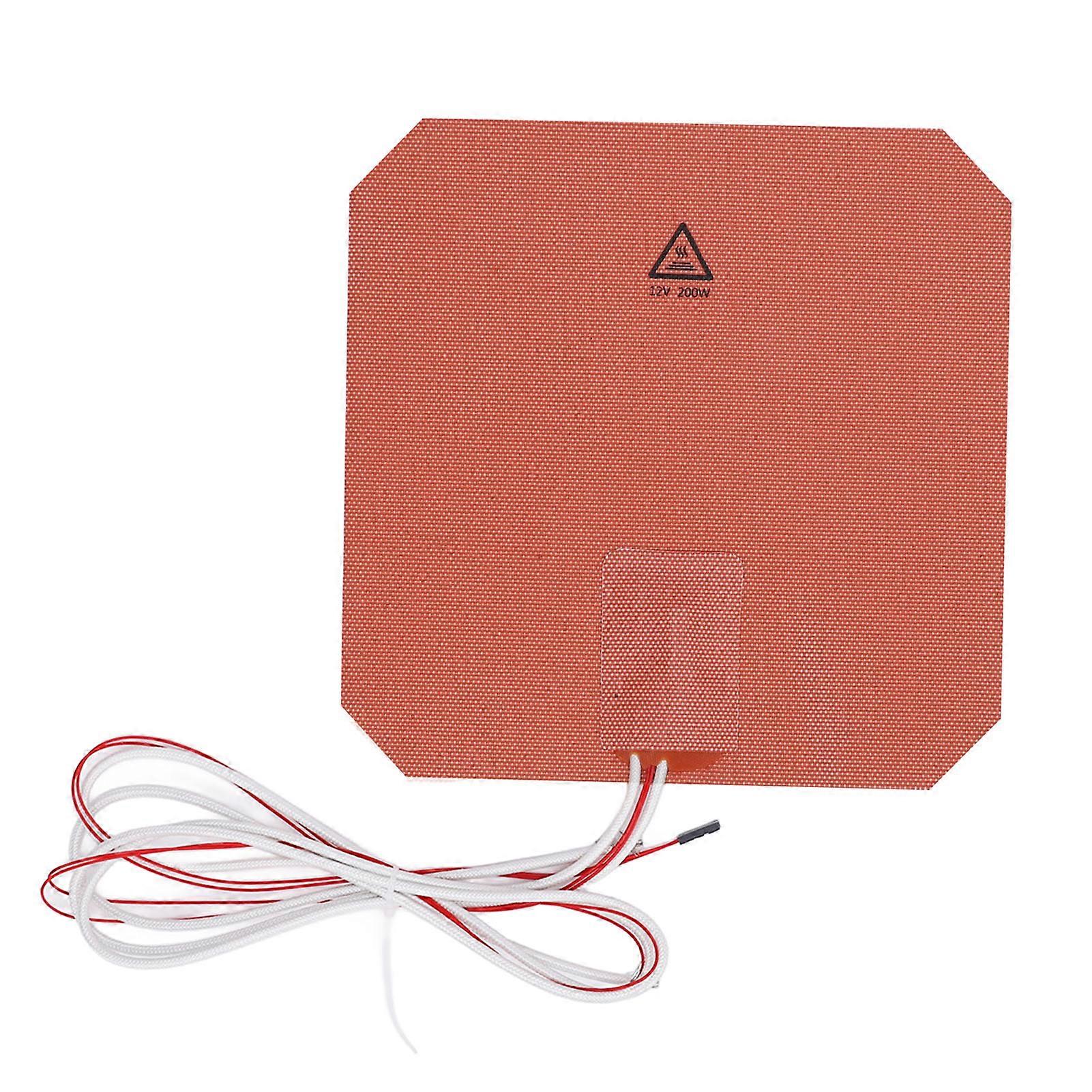 Flexible Silicone Heater Pad with 100K Thermistor for I3 Mega 3D Printer, 200W 12V DC 220 x 220mm Heating Mat