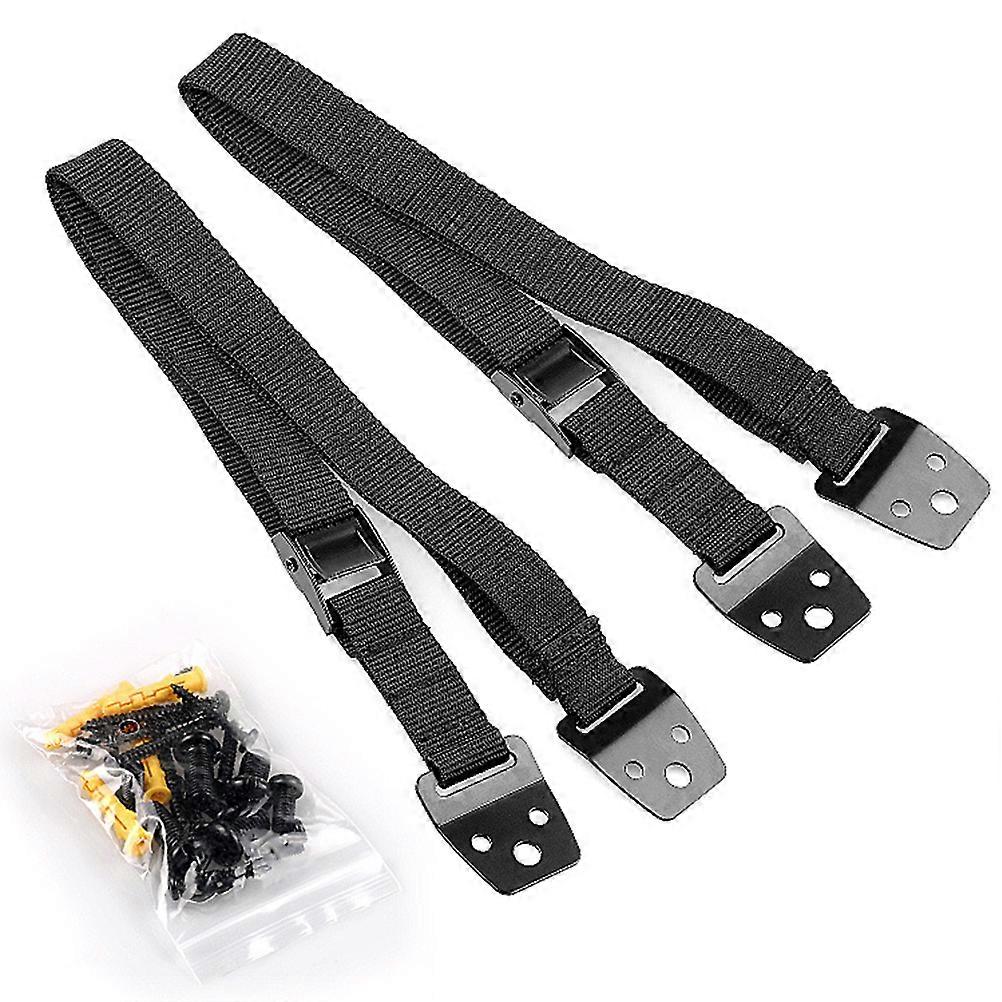 Furniture Wall Anchors for Heavy TVs – Durable, Easy to Install Straps for Flat Screens and Large Furniture, Black