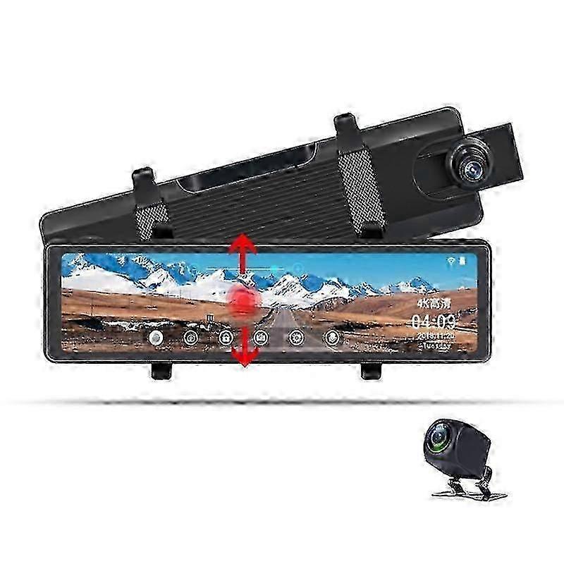 4K 12-inch Rearview Mirror Driving Recorder Night Vision Reversing Image Touch Screen