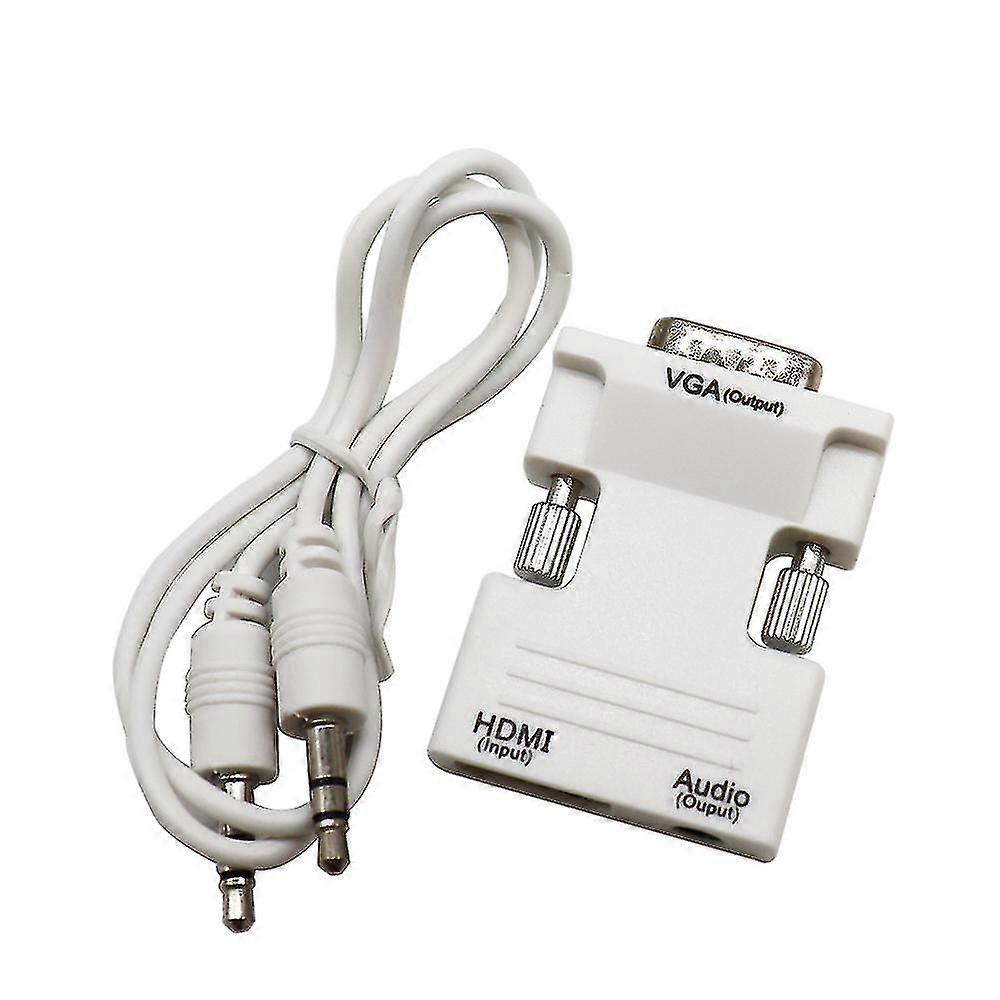 1080p HDMI-Compatible to VGA Male Converter with 3.5mm Aux Audio Cable Adapter for PC Laptop TV Box Projector