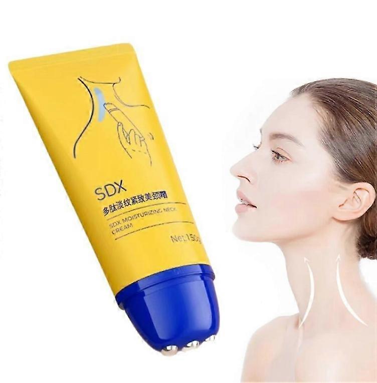 קרם צוואר, קרם אנטי אייג'ינג למיצוק צוואר עם עיסוי רולר, לחות והרמה, קרם למתיחת עור, מפחית קמטים, קמטוטים, מחליק את העור