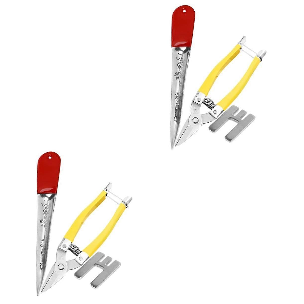 Rattan Weaving Tools Set - 2 Baskets Repair Sticks, Wicker Basket Scissors, Crowbar Cutting Machine, 18.60X5.00X1.00CM