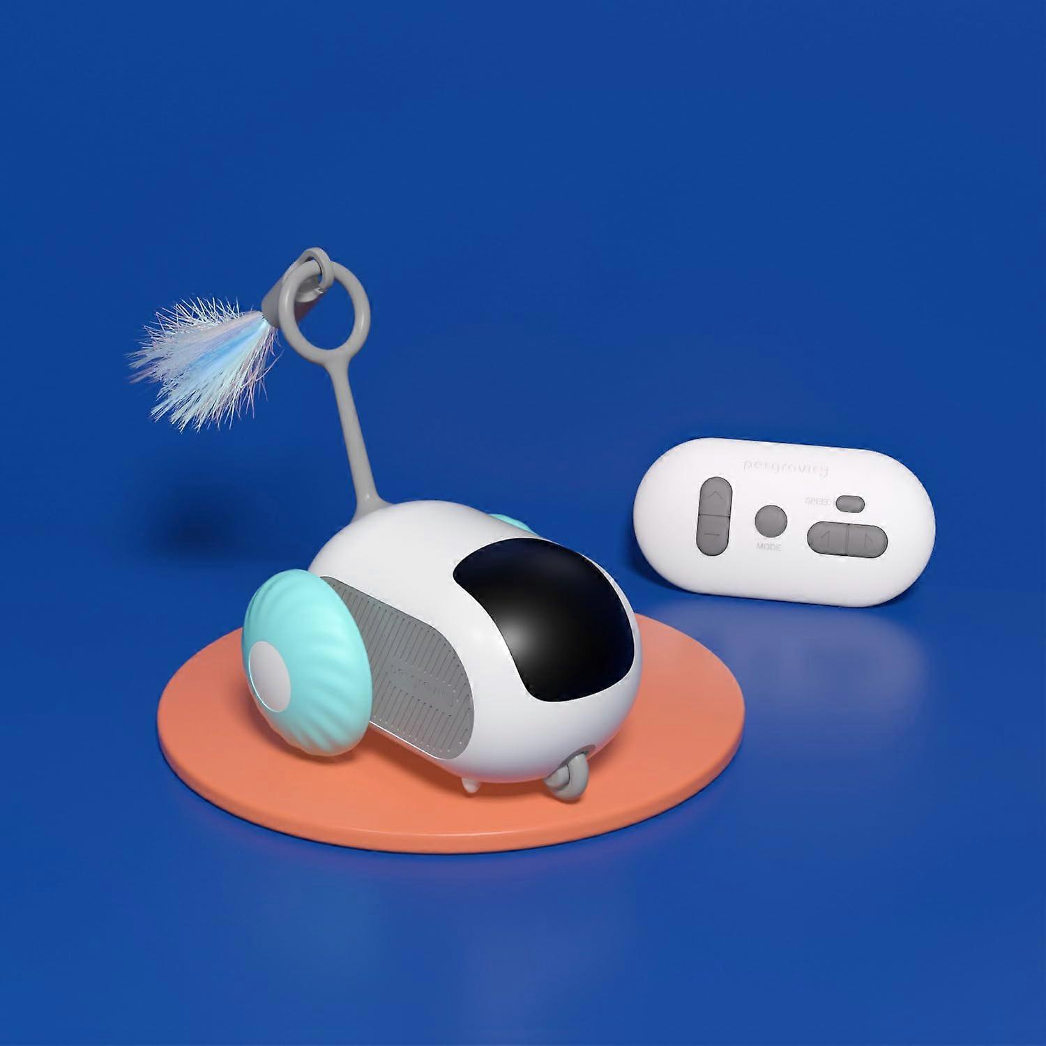 Interactive Cat Toy with Remote Control, Intelligent USB Rechargeable Cat Ball, Electric Mouse Pet Toy, 2 Modes, Blue